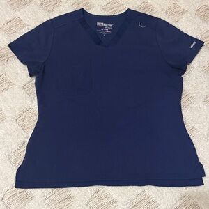 Grey's Anatomy Navy V-Neck Short Sleeve Scrub Top with Shoulder Ring